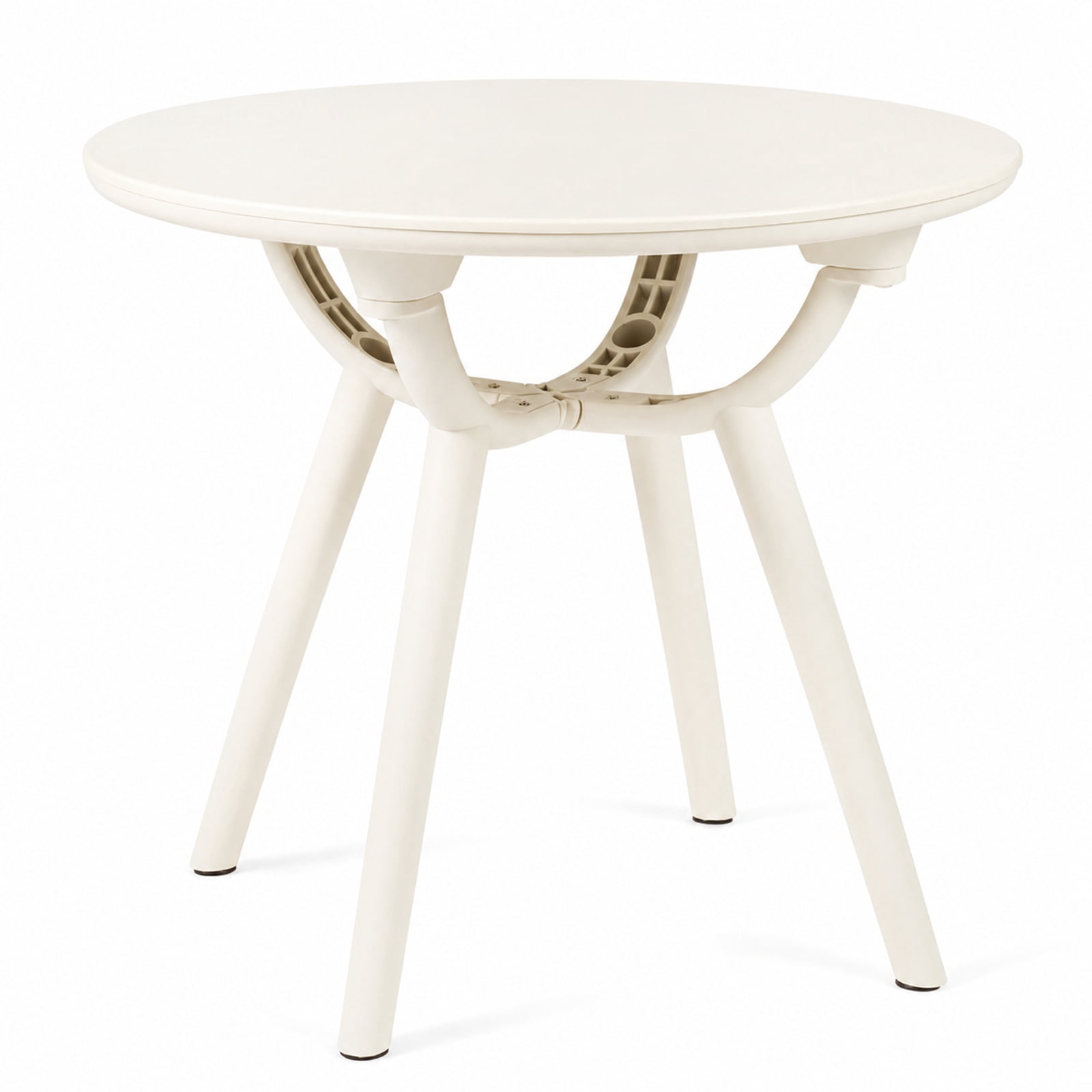 Furnibear Weather Resistant Circular Small End Table with Spacious Round Top and Molded PP ABS Build for Poolside Balcony Deck and Backyard, White