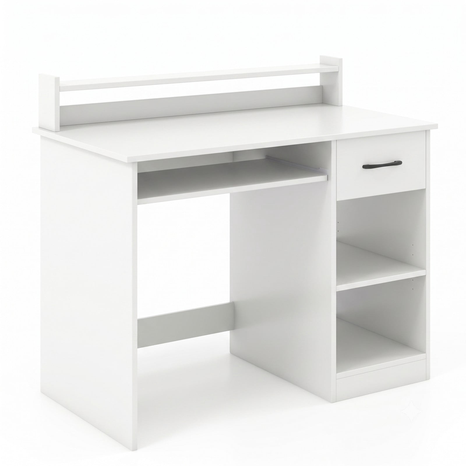 Furnibear White Desk Computer Desk Home Office Desk with Charging Station Adjustable Shelf Keyboard Tray Drawer and Reinforced Frame, White