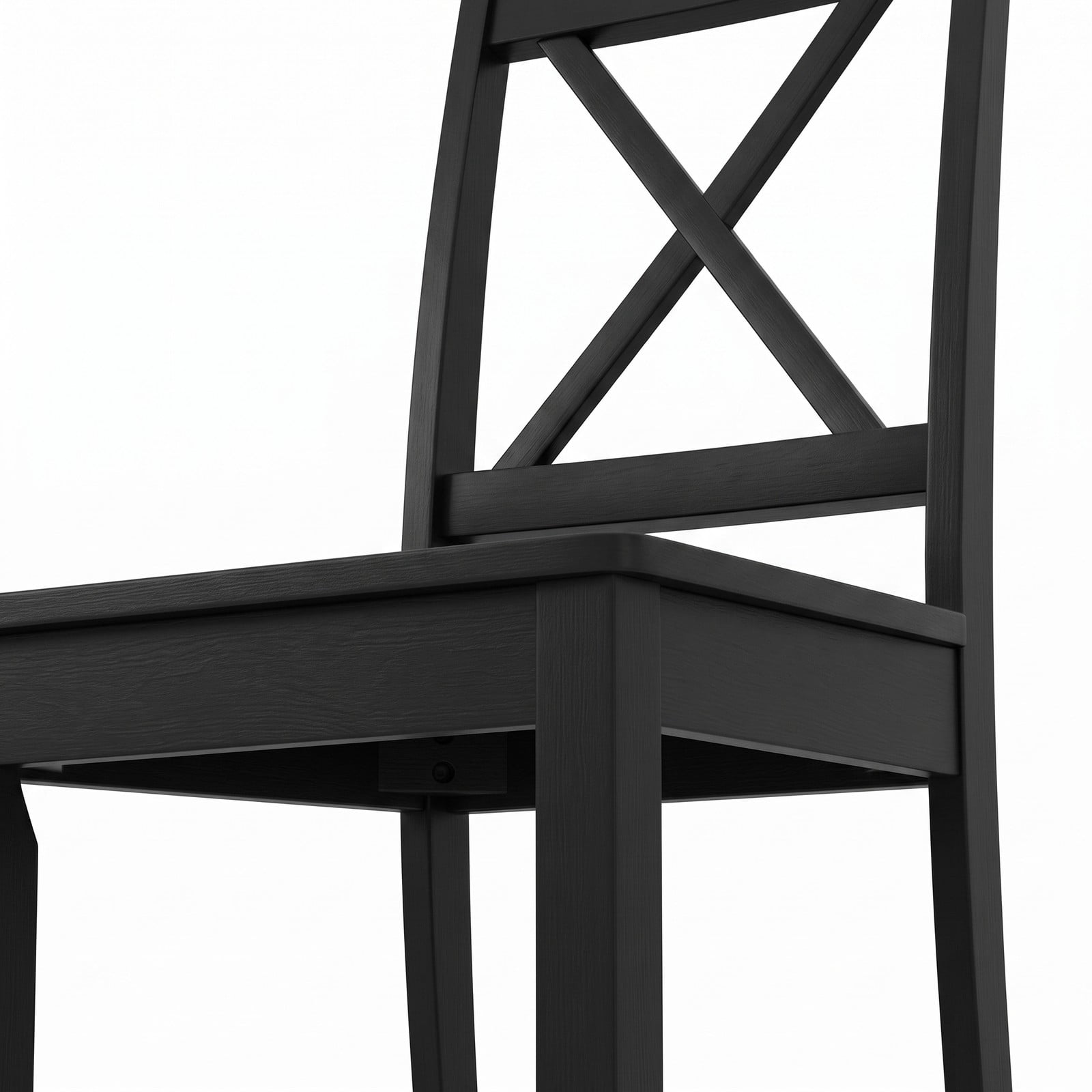 Furnibear Wood Dining Chair Set of 2, Farmhouse Kitchen Side Chairs with Rubber Wood Legs, Curved Cross Back and Non-Slip Foot Pads for Dining Room, Black