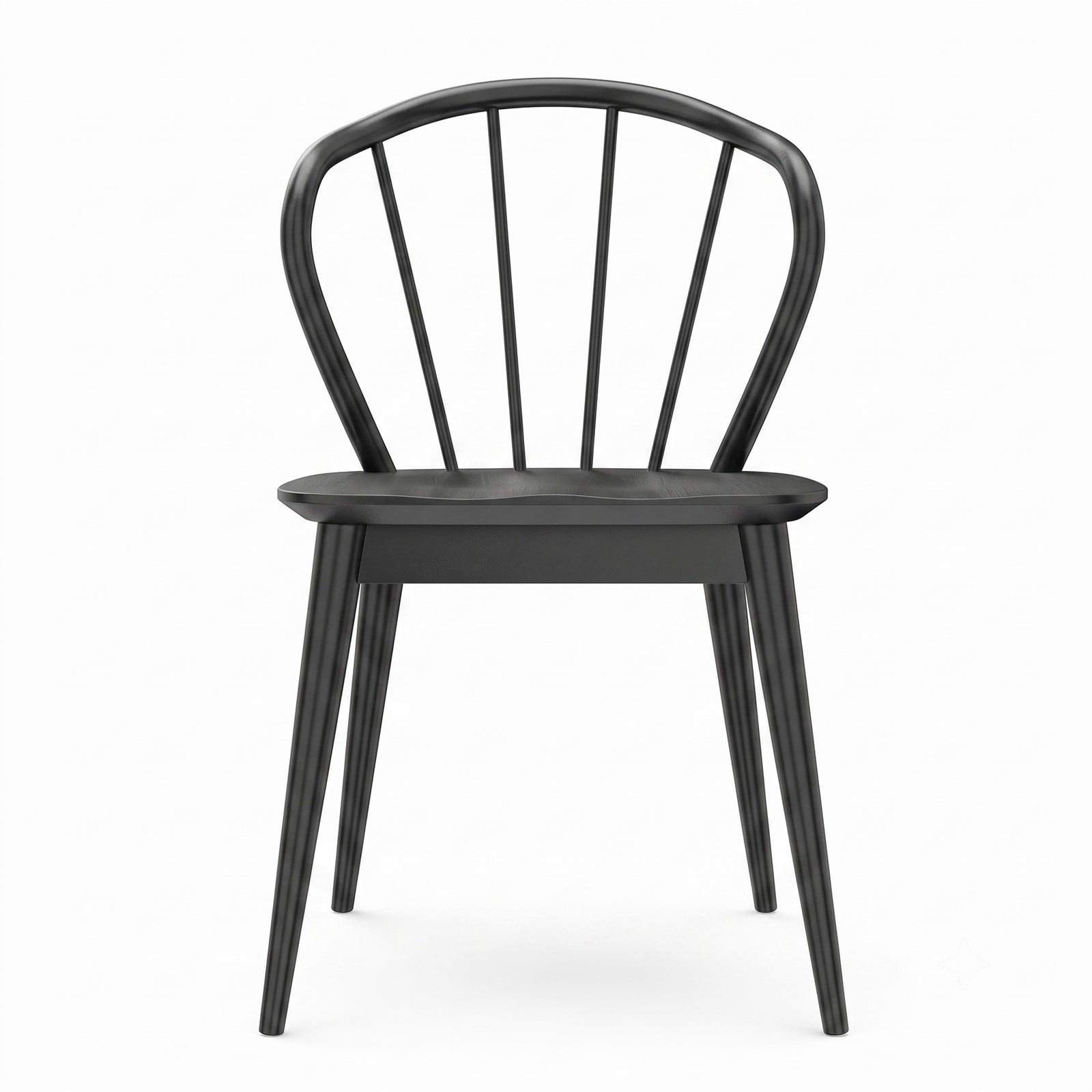 Furnibear Wooden Dining Chair Set of 2, High Spindle Back Kitchen Side Chairs with Wide Seat, Solid Rubber Wood Frame Armless Accent Chairs for Dining, Walnut Black