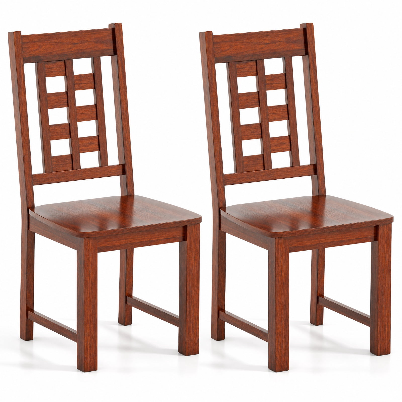 Furnibear Wooden Dining Chairs Set of 2 Kitchen Chair with Solid Rubber Wood Frame and Curved Back for Dining Room, Walnut