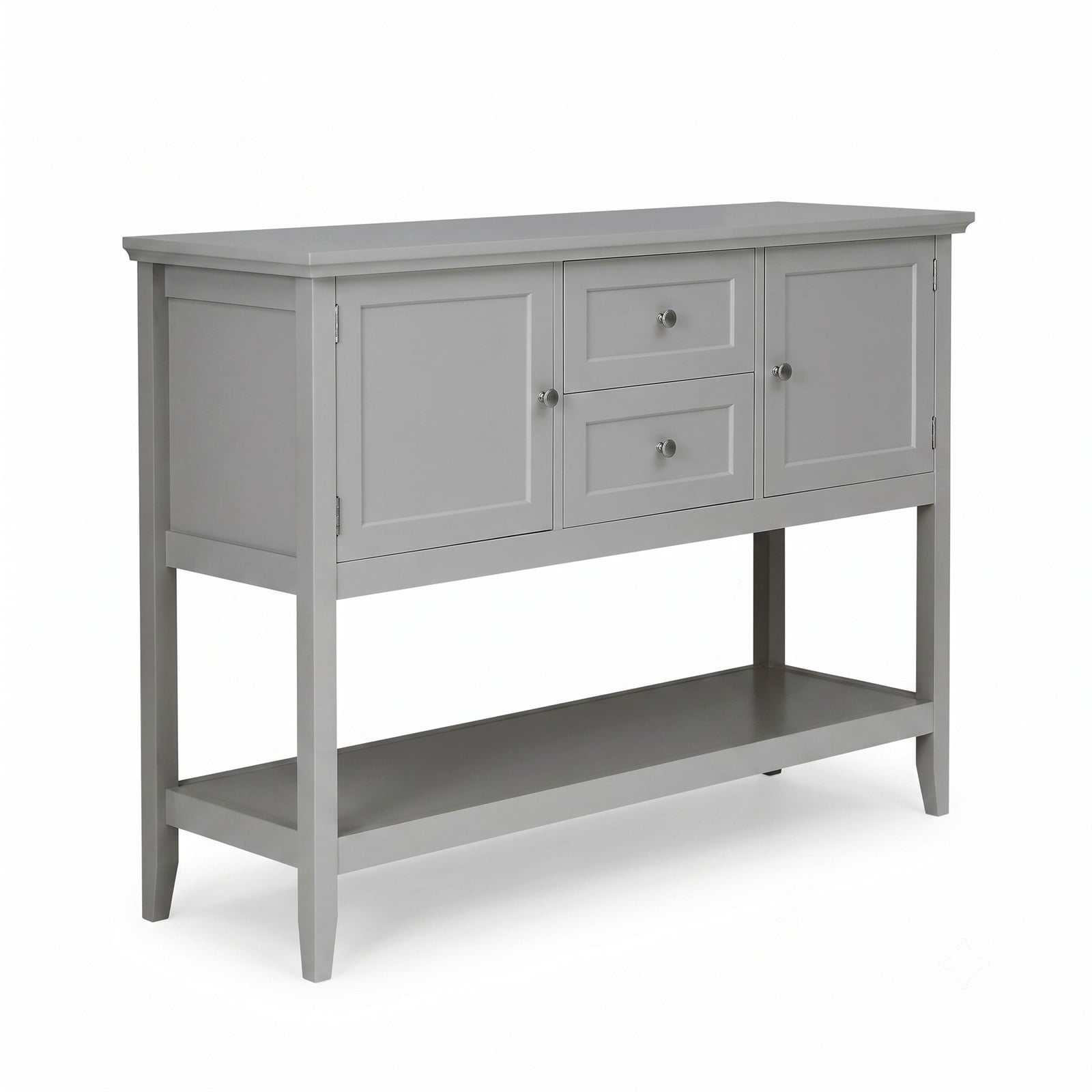 Furnibear Wooden Sideboard Buffet Console Table with 2 Cabinets and 2 Drawers and Open Shelf for Living Room and Kitchen, Gray