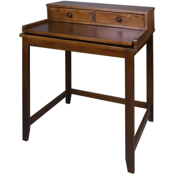 Furnifact Solid Wood Computer Desk in Truffle Brown with Drawers, Hidden Compartment, Pull-Out Tray, and Magnetic Locking, Mid Century Modern Design