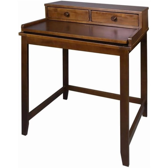 Furnifact Solid Wood Computer Desk in Truffle Brown with Drawers, Hidden Compartment, Pull-Out Tray, and Magnetic Locking, Mid Century Modern Design