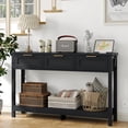 thumbnail image 1 of Furnihold 51.2"W Rattan Console Table with Power Outlet, Wood Boho Entry Table with 3 Drawer for Living Room, Black, 1 of 7