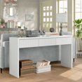thumbnail image 1 of Furnihold 55"W Fluted Console Table with 3 Drawers, Narrow Long Entryway Table for Hallway, Living Room, White, 1 of 8