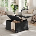 thumbnail image 1 of Furnihold Farmhouse Lift Top Coffee Table Black Square Coffee Table with Storage Rustic Wood Center Table for Living Room Home, Black, 1 of 6