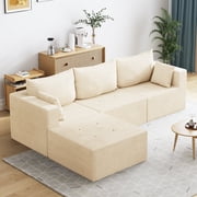 Furniliving 104.25" Modular Sectional Sofa, L-Shape Large Sectional Sofas, Cloud Sectional Sleeper Couch for Living Room, Bedroom, No Assembly Required, Beige