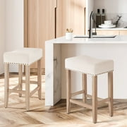 Furniliving 26 Modern Backless Saddle Seat Barstools, Kitchen Counter Bar Stool,Set of 2, Beige