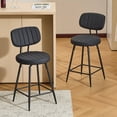 thumbnail image 1 of Furniliving 26" Modern Bar Stools Set of 2, Upholstered Swivel Counter Height Barstools with Back and Footrest, Adjustable Faux leather Barstool for Kitchen Island,Dining Room.Black, 1 of 10