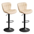 thumbnail image 1 of Furniliving Bar Stools Set of 2, Faux Leather Modern Swivel Bar Chairs, Upholstered Counter Height Barstools with Back for Bar, Kitchen Island, Dining Room, Beige, 1 of 12