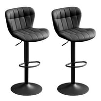 Furniliving Bar Stools Set of 2, Faux Leather Modern Swivel Bar Chairs, Upholstered Counter Height Barstools with Back for Bar, Kitchen Island, Dining Room, Black