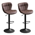 thumbnail image 1 of Furniliving Bar Stools Set of 2, Faux Leather Modern Swivel Bar Chairs, Upholstered Counter Height Barstools with Back for Bar, Kitchen Island, Dining Room, Brown, 1 of 12