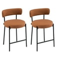 thumbnail image 1 of Furniliving Bar Stools Set of 2, Modern Counter Height Bar Stools with Back, Upholstered Bar Height Barstools for Kitchen Counter/Home Bar/Dining Room, Faux PU-Brown, 1 of 10