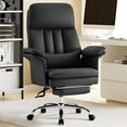 thumbnail image 1 of Furniliving Big and Tall Office Chair, Ergonomic Executive Office Chair with Footrest & Lumbar Support, High Back PU Leather Gaming Chair for Bedroom, Office, Black, 1 of 11