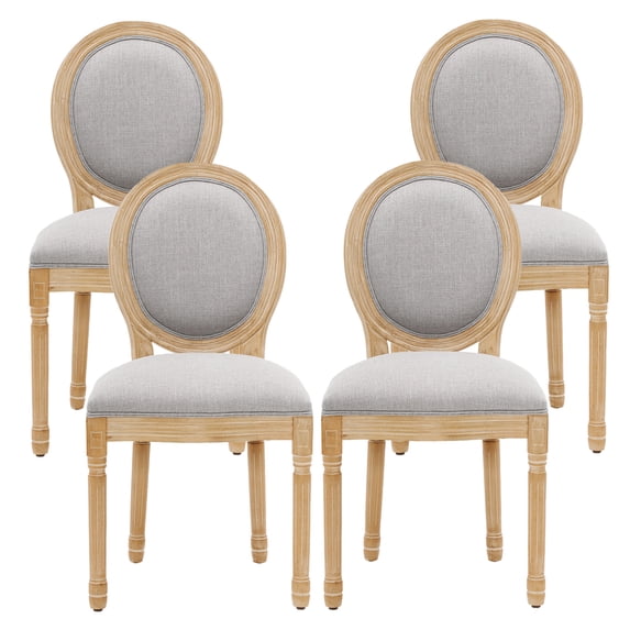 Furniliving French Dining Chairs Set of 4,Farmhouse Dining Room Chairs Side Chairs with Round Back, Gray