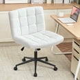 thumbnail image 1 of Furniliving Home Office Desk Chairs with Wheels Wide Desk Chair Mid Back Vanity Chair Modern Computer Desk Chair Swivel Accent Chair, PU-Ivorywhite, 1 of 10