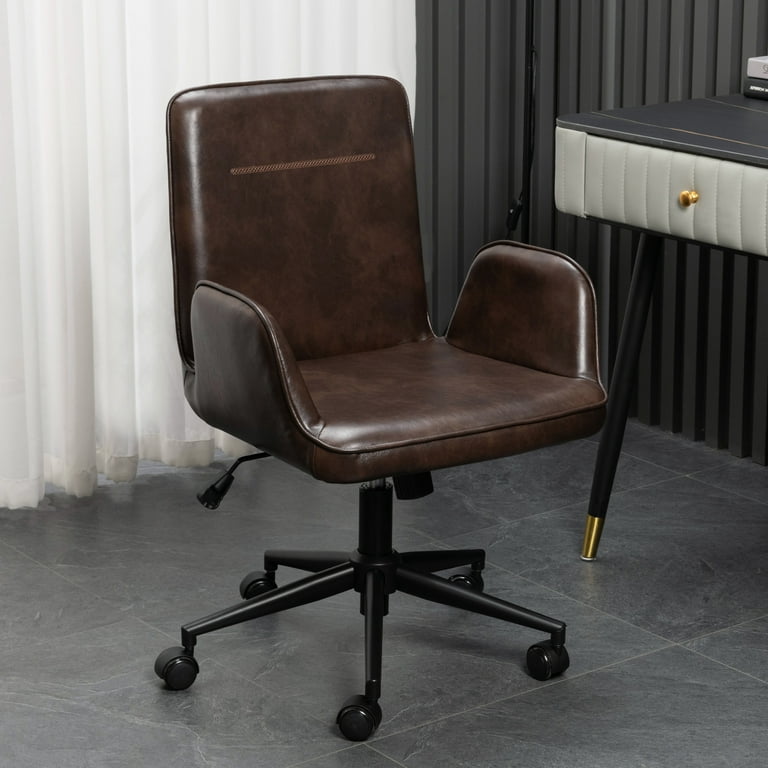 Furniliving Leather Upholstered Office Chair Mid Back Modern