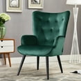 thumbnail image 1 of Furniliving Modern Accent Chair Upholstered Velvet Tufted Button Wingback Chair,Teal, 1 of 10