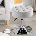 thumbnail image 1 of Furniliving Modern Adjustable Vanity Stool, Swivel Makeup Chairs, Velvet Round Ottoman, Light Grey, 1 of 13