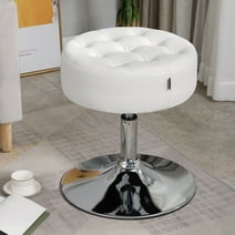 Furniliving Modern Adjustable Vanity Stool Vanity Chair for Bedroom Living Room, Metal Frame, White