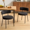 thumbnail image 1 of Furniliving Modern Dining Chairs Set of 2, Upholstered Dining Room Chairs with Black Metal Legs, Curved Backrest, Round Thicken Kitchen Chairs for Dining Room, Island, Faux-Teddy, Black, 1 of 10