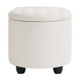 thumbnail image 1 of Furniliving Modern Round Storage Ottoman Tufted Footrest Stool Ottoman Bench for Living Room, Bedroom and Office, Faux PU-IvoryWhite, 1 of 12