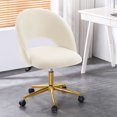 thumbnail image 1 of Furniliving Modern Rolling Mid-Back Armless Office Chair Swivel Upholstered Task Chair Open Curved Vanity Chair for Living Room Bedroom, White, 1 of 11