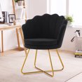 thumbnail image 1 of Furniliving Modern Sherpa Accent Chair Shell Back Makeup Chair Upholstered Arm Chair, Black, 1 of 8