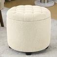 thumbnail image 1 of Furniliving Modern Storage Ottoman Tufted Footrest Stool Ottoman for Living Room, Bedroom, Sherpa, IvoryWhite, 1 of 10