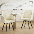 thumbnail image 1 of Furniliving Modern Swivel Accent Chair Set of 2, Upholstered Armchair with Metal Legs, Mid Back Comfy Accent Armchair, Makeup Chair for Living Room, Bedroom, Beige, 1 of 13