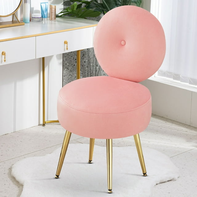 Furniliving Modern Upholstered Makeup Chair, Armless Vanity Chair with