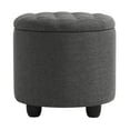 thumbnail image 1 of Furniliving Modern Upholstered Round Storage Ottoman Linen Footrest Stool Ottoman Bench, DarkGray, 1 of 13