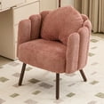 thumbnail image 1 of Furniliving Modern Vanity Chair, Cute Petal Accent Chair with Detachable Back and Heart-shaped Pillow, Faux Fur Vanity Makeup Chair, Upholstered Armchair for Living Room, Bedroom, Home Office. Pink, 1 of 9