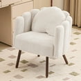 thumbnail image 1 of Furniliving Modern Vanity Chair, Cute Petal Accent Chair with Detachable Back and Heart-shaped Pillow, Faux Fur Vanity Makeup Chair, Upholstered Armchair for Living Room, Bedroom, Home Office. Beige, 1 of 9
