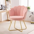 thumbnail image 1 of Furniliving Modern Velvet Armless Accent Chair Upholstered Barrl Vanity Stool, Pink, 1 of 10