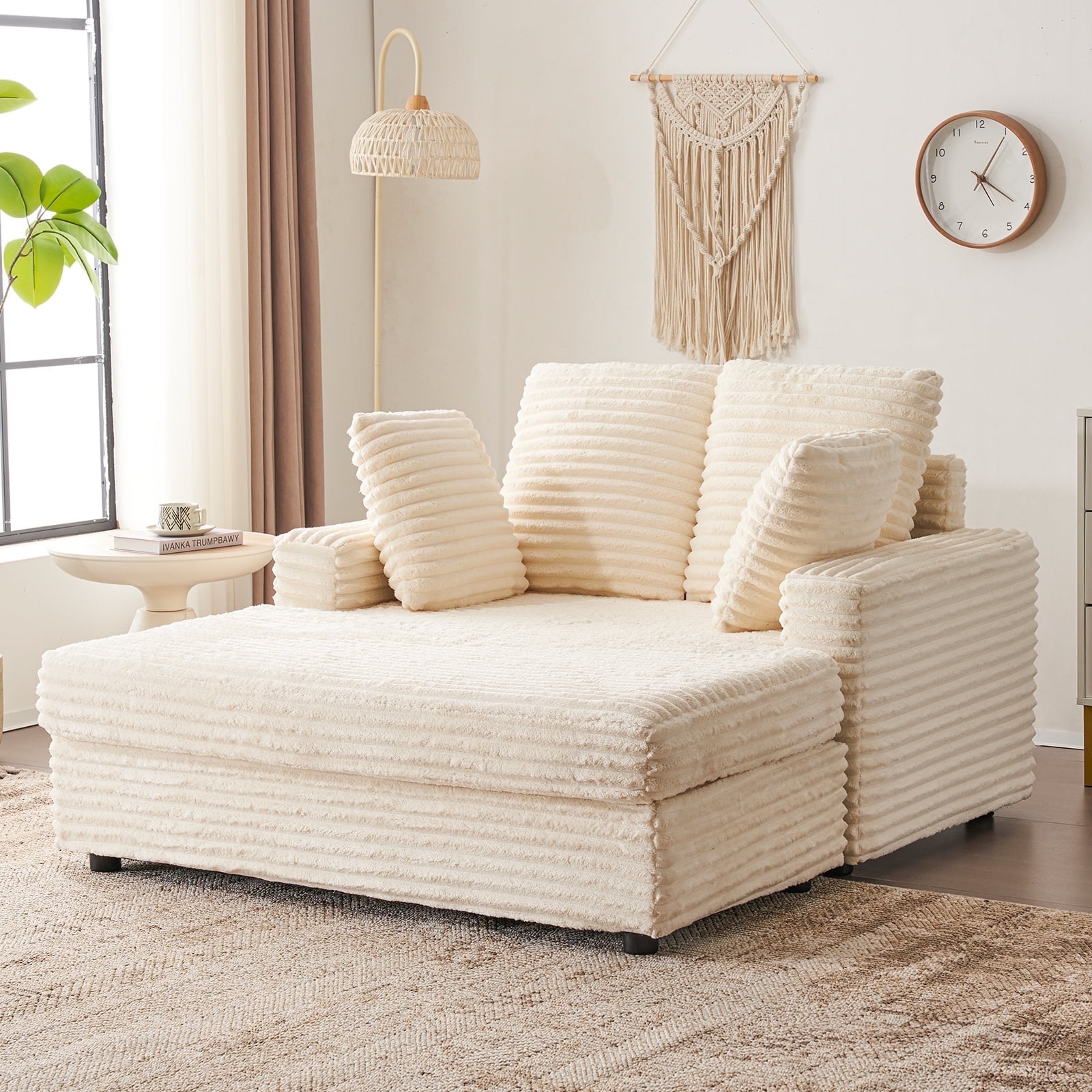 Furniliving Oversized Chaise Lounge Chair Indoor, Upholstered Sofa Bed ...