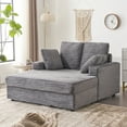 thumbnail image 1 of Furniliving 54.25"W Oversized Chaise Lounge Chair Indoor, Upholstered Sofa Bed with 2 Throw Pillows, Oversized Lounge Sofa for Living Room, Grey, 1 of 8
