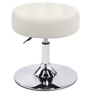 Furniliving PU Vanity Chair, Swivel Adjustable Round Ottoman Stool,Makeup Chair for Bedroom, Ivory White