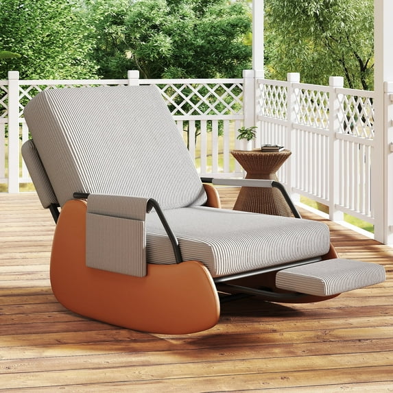 Furniliving Rocking Chair, Upholstered Nursery Rocking Chair with Footrest and Adjustable Backrest, Glider Rocker Accent Chair for Living Room, Bedroom, Nursery, Gray