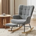 thumbnail image 1 of Furniliving Rocking Chair, Upholstered Nursery Rocking Chair with Footrest, High Backrest, Thick Cushion Glider Rocker Accent Chair, Comfy Armchair for Living Room, Bedroom, Nursery, Gray, 1 of 12
