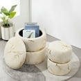 thumbnail image 1 of Furniliving Round Storage Ottoman Velvet Vanity Stool Modern Upholstered Footstool Black , Pack of 2, 1 of 10