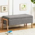 thumbnail image 1 of Furniliving Storage Ottoman Bench, Upholstered End of Bed Bench with Wood Legs, Linen Entryway Bedroom Bench, Flipping Lid Storage Bench for Living Room, Bedroom, Entryway. Gray, 1 of 10