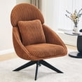 thumbnail image 1 of Furniliving Swivel Accent Chair with Pillow Corduroy Comfy Lounge Chair Lazy Chair for Living Room/Bedroom, Orange, 1 of 9