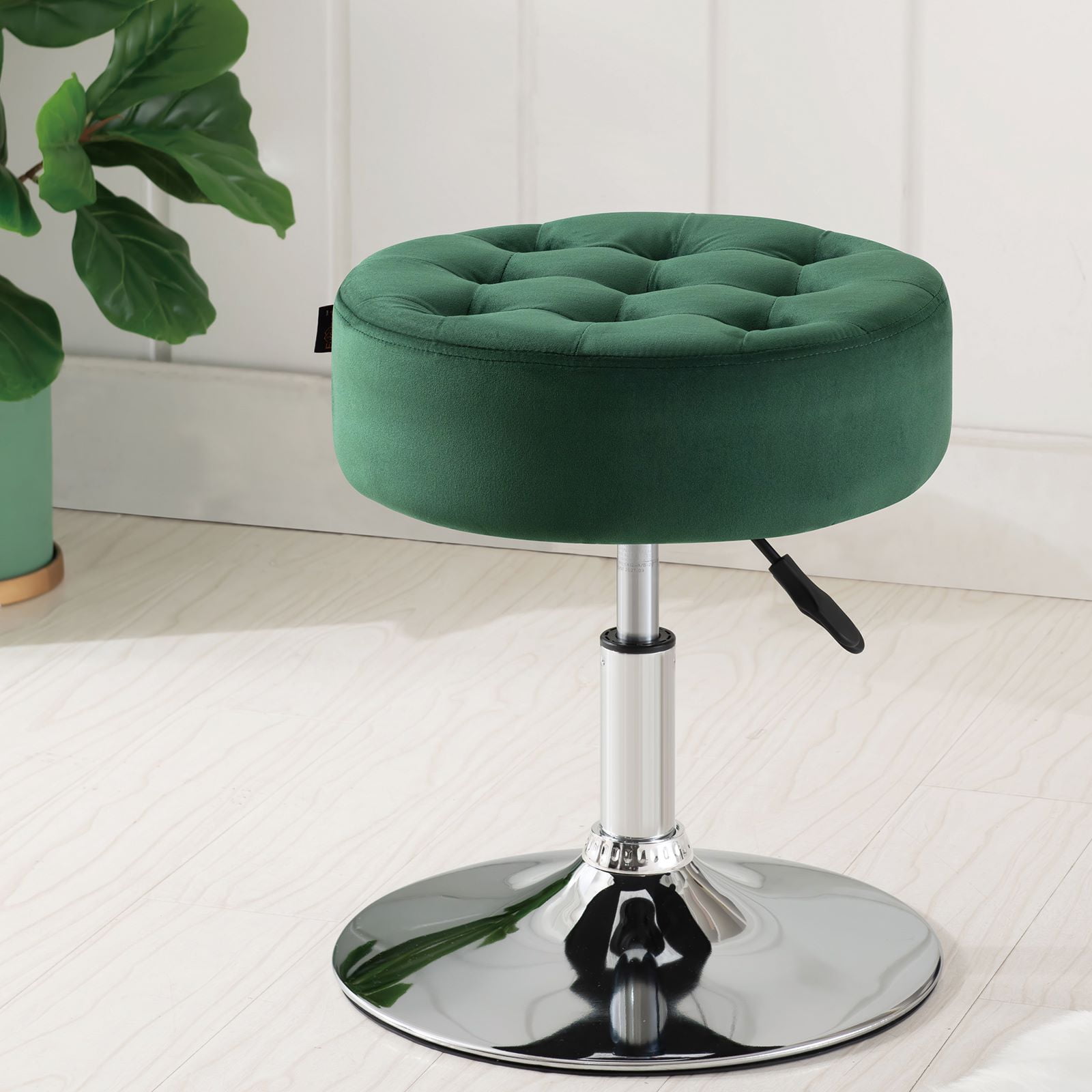 Furniliving Velvet Adjustable Vanity Stool Modern Round Ottoman