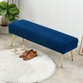thumbnail image 1 of Furniliving Velvet Bench Ottoman Modern Upholstered End of Bed Bench Indoor Entryway Bench, Dark Blue, 1 of 8