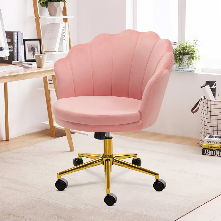 Pink velvet clearance rolling chair