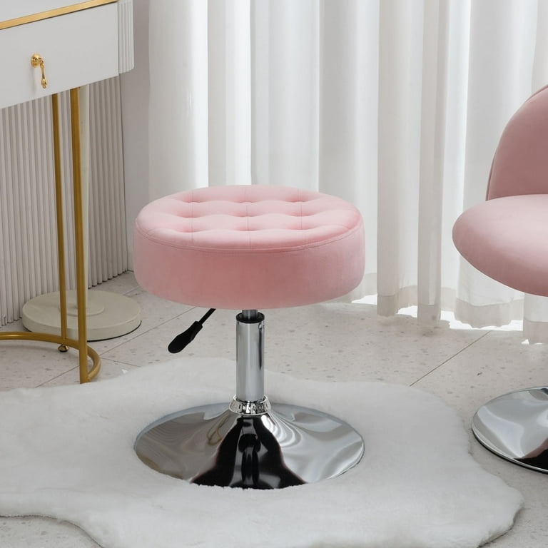 Furniliving Velvet Ottoman Stool, Swivel Adjustable Vanity Stool