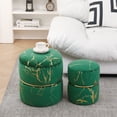 thumbnail image 1 of Furniliving Velvet Ottomans  Modern Ottoman  Round Upholstered Vanity Stool with Storage Atrovirens, Pack of 2, 1 of 9
