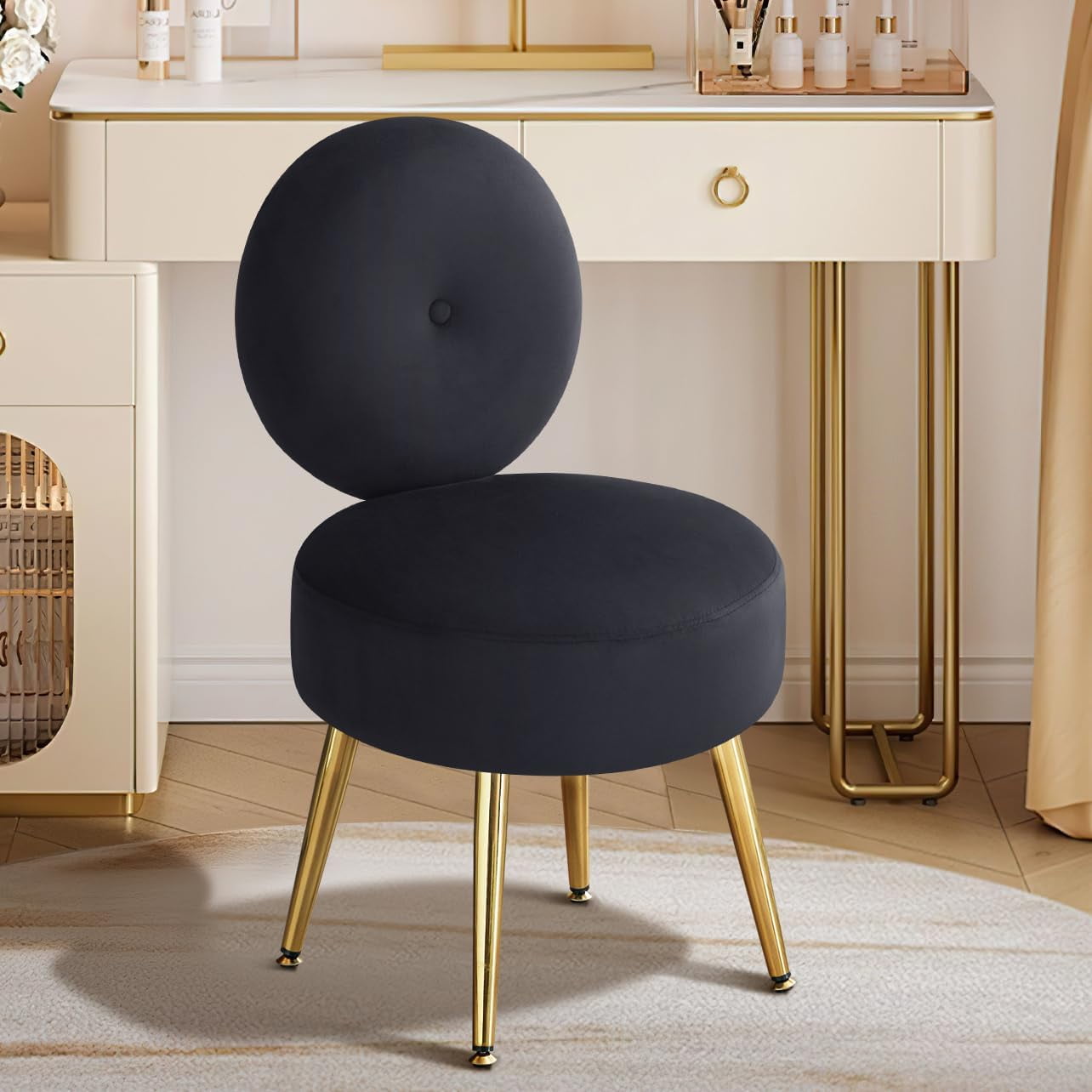 Small vanity stool with back discount